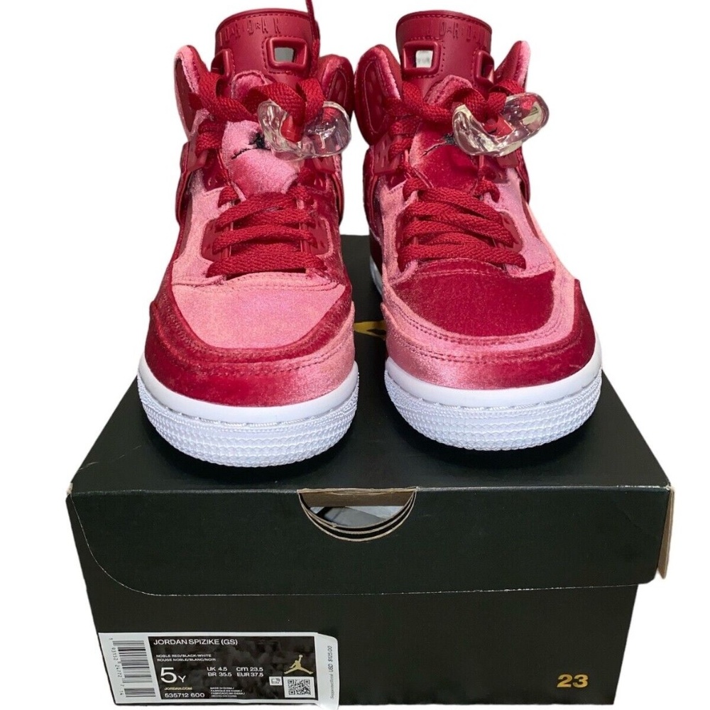 Nike Air Jordan Spizike Velvet Noble Red Size 5Y Black White 535712-600 - Picture 3 of 4